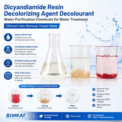 買う BWD-01 水色消去剤 - 55% 固体含有量 工業用廃水処理用 ディキンダイアミド樹脂消色剤 オンライン製造