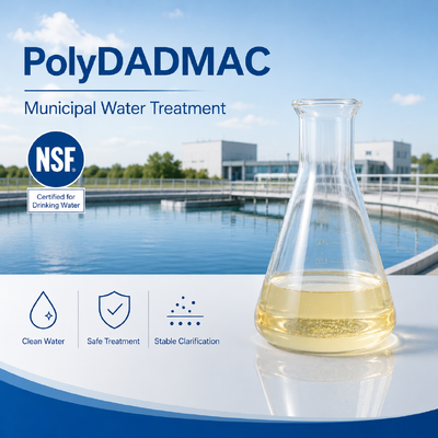 買う NSF認証 高電荷カチオン性ポリDADMAC液体 第四級アンモニウムポリマー 固形分20%、40%、50% オンライン製造