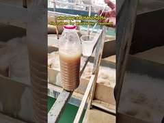 廃棄水の浄化装置でのポリアクリラミド水分流出テスト